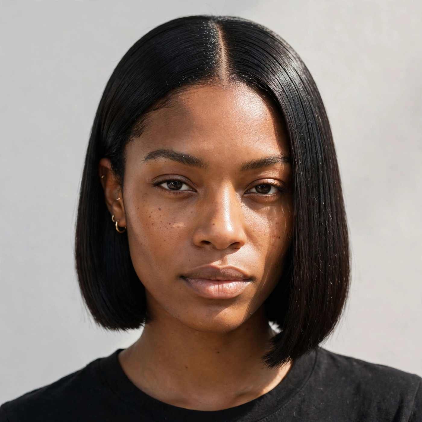 Sleek middle-part bob haircut