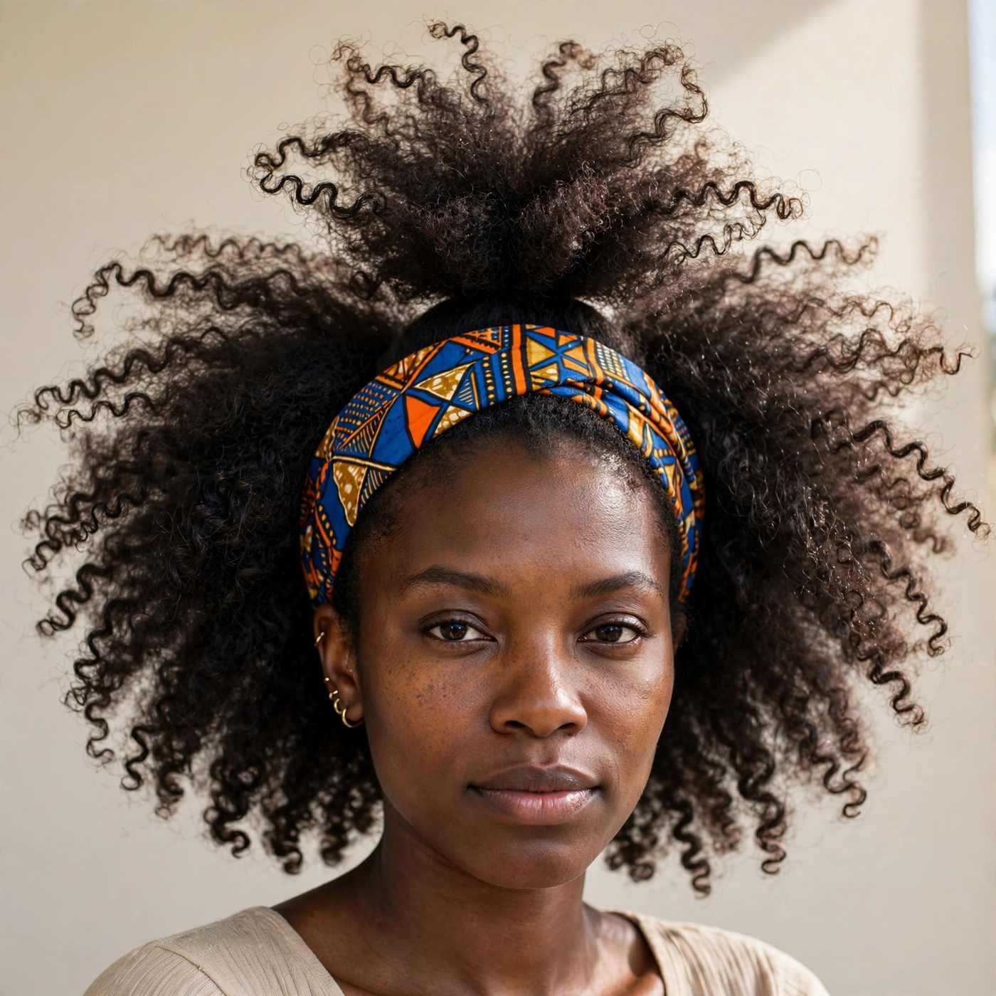 Pineapple puff with headband natural hair