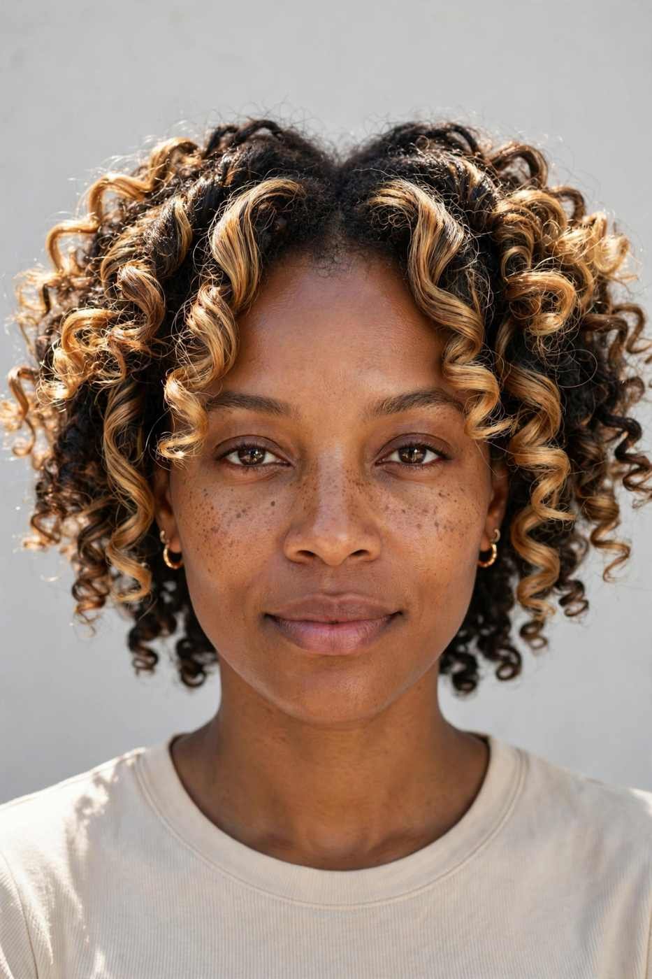 Twist-out with honey blonde highlights
