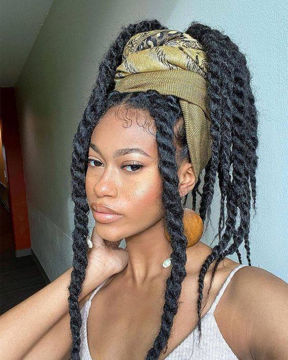 Flat twist headband hairstyle