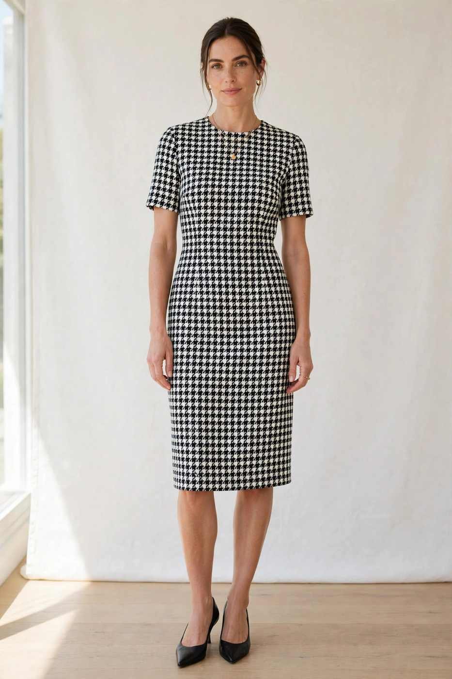 Black and white houndstooth dress