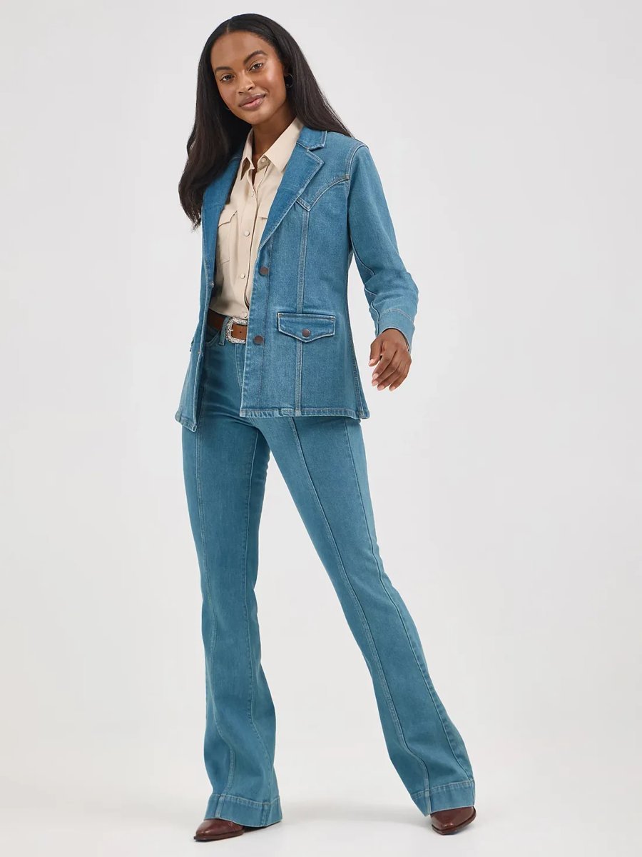 Double denim outfit dressed up for Christmas party