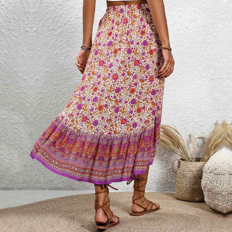 Floral summer maxi skirt with a simple tank top