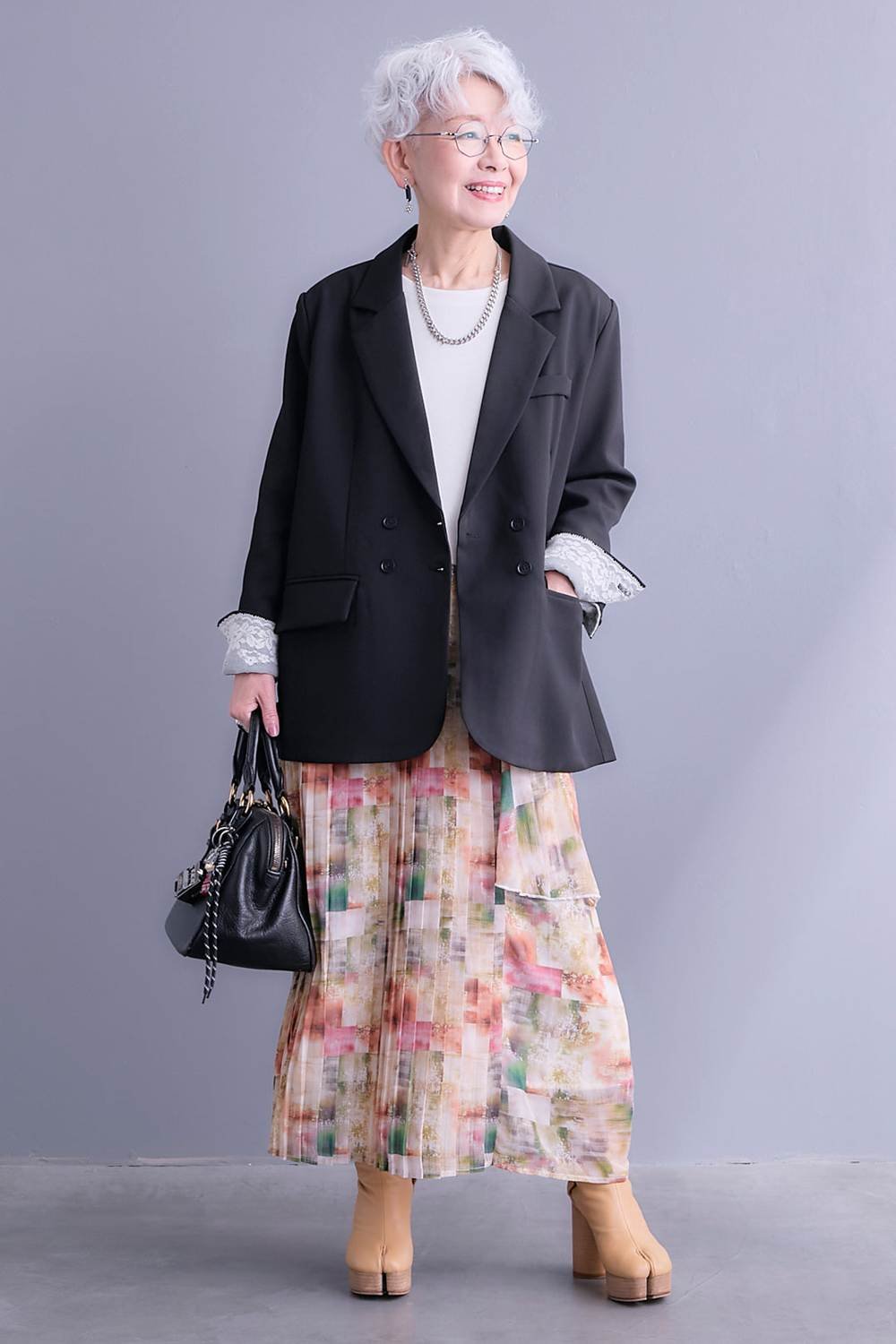 Classic elegant maxi skirt with a tailored jacket