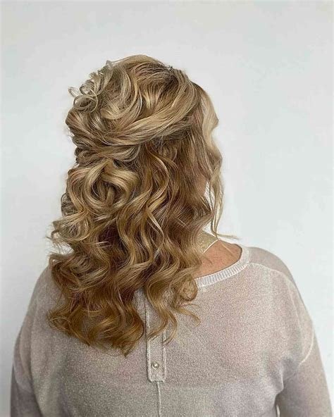 Half-up style with crown volume for thick hair