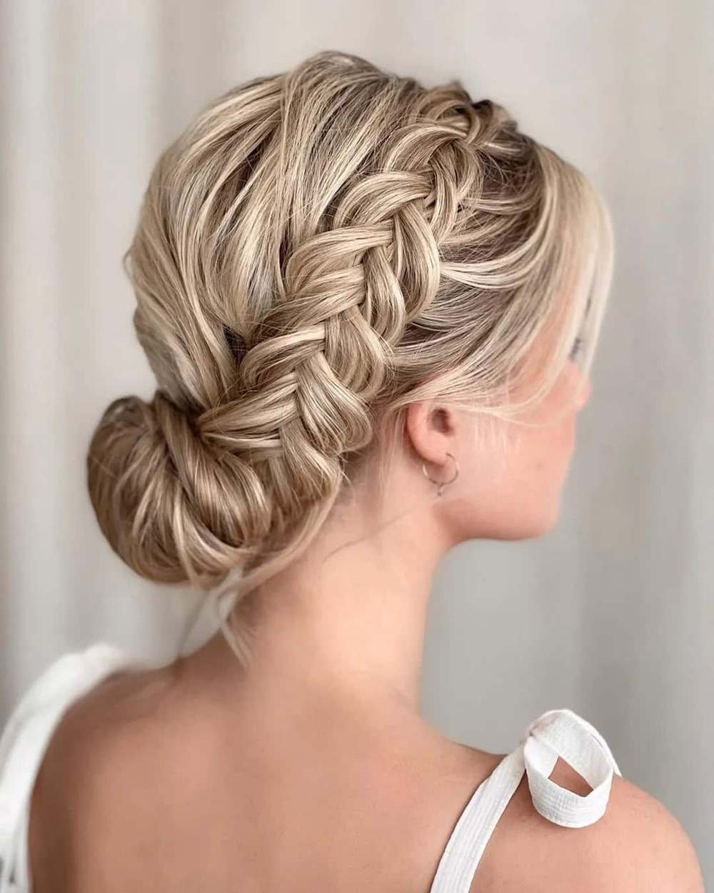 Double French braid low bun