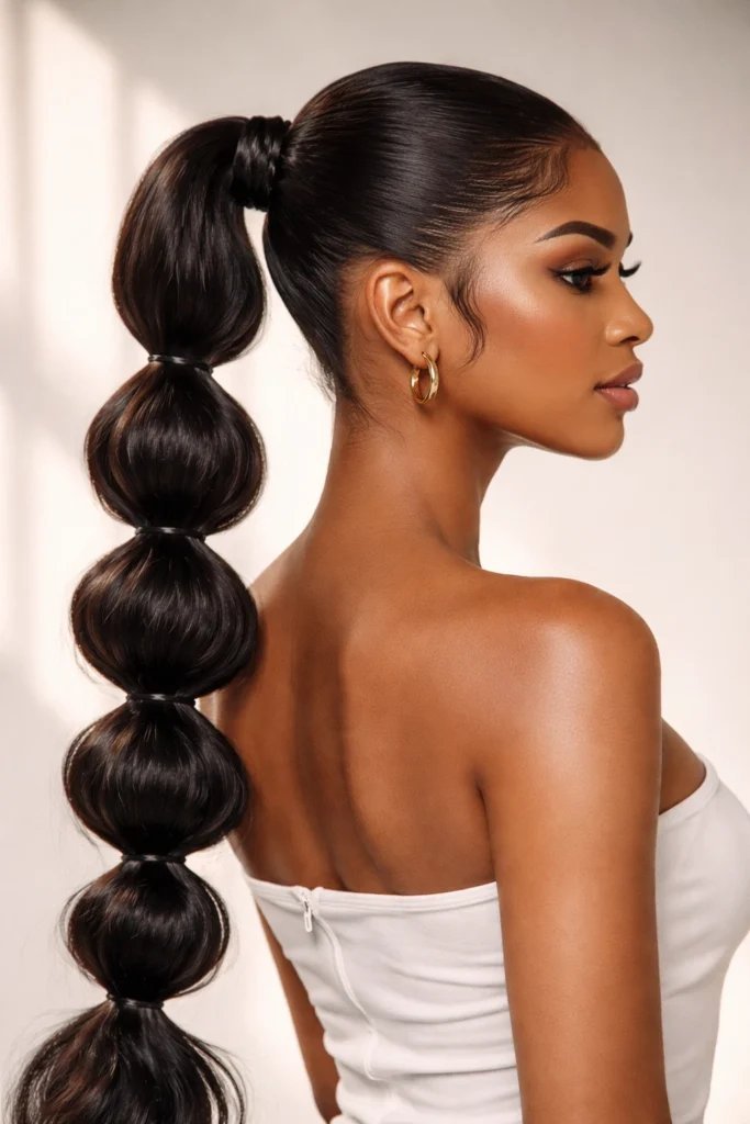 Bubble ponytail for thick hair