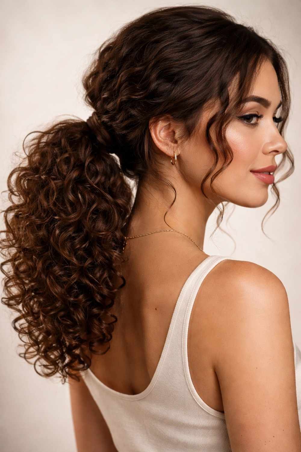 Low ponytail with lift for thick hair