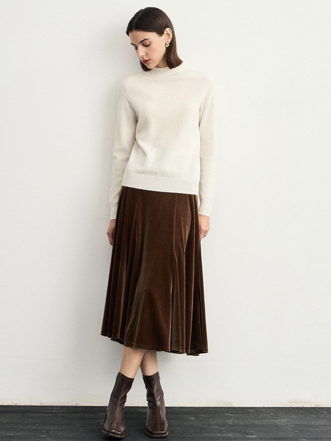 Velvet Skirt and Cashmere Sweater