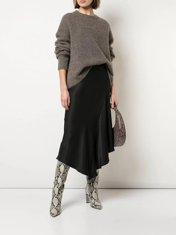 Snake Boots and Satin Skirt
