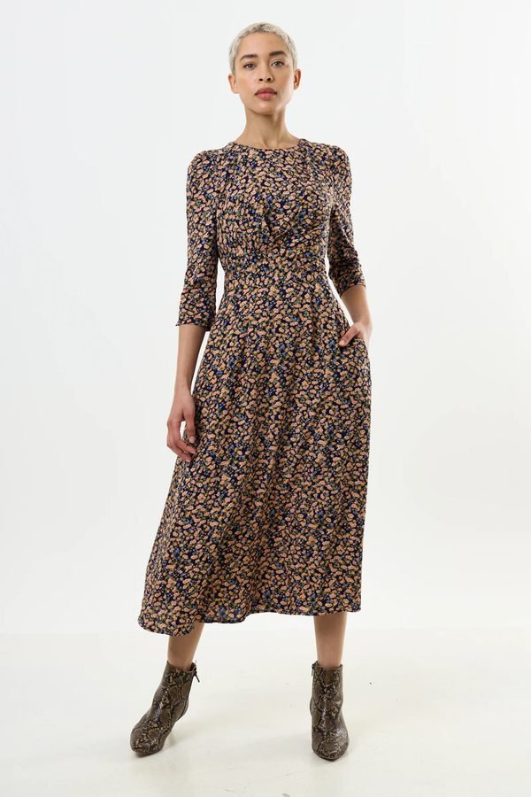 Snake Ankle Boots With Midi Dress