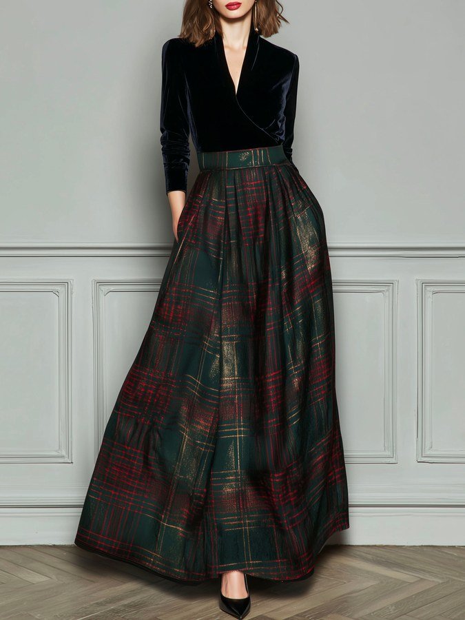 Black wrap top tartan skirt