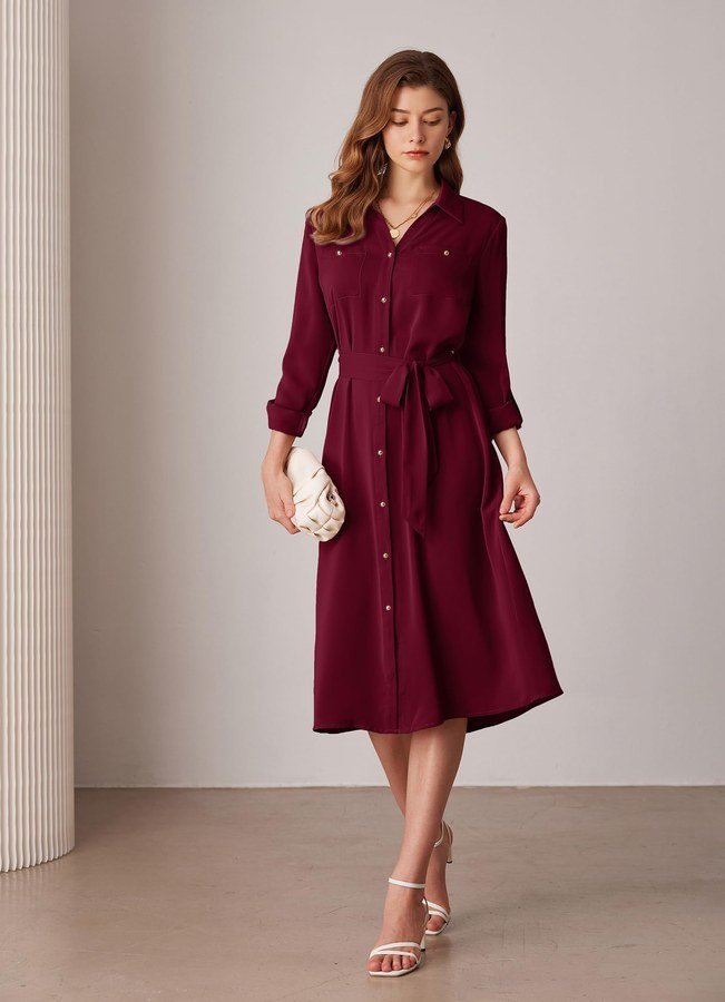 Berry shirt dress