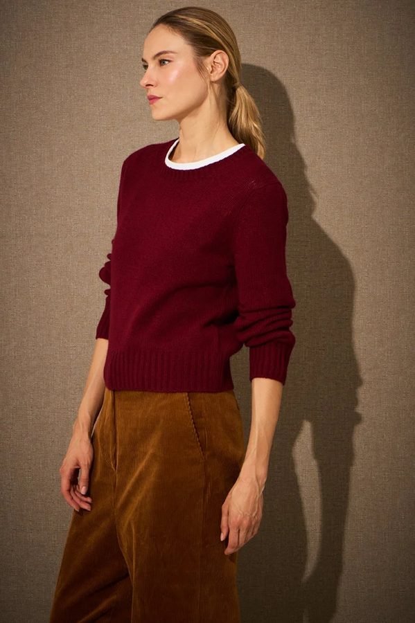 Burgundy sweater corduroy pants