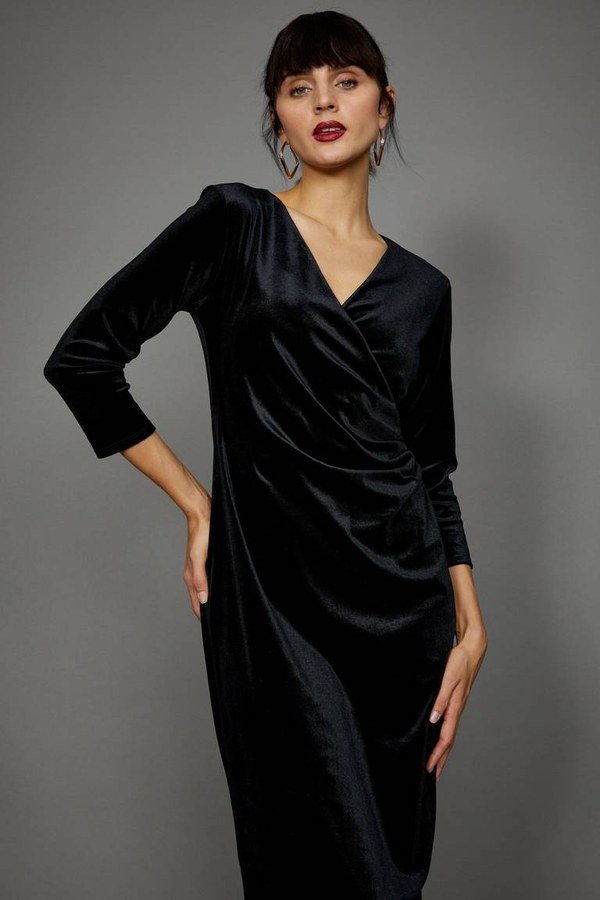 Black velvet wrap dress