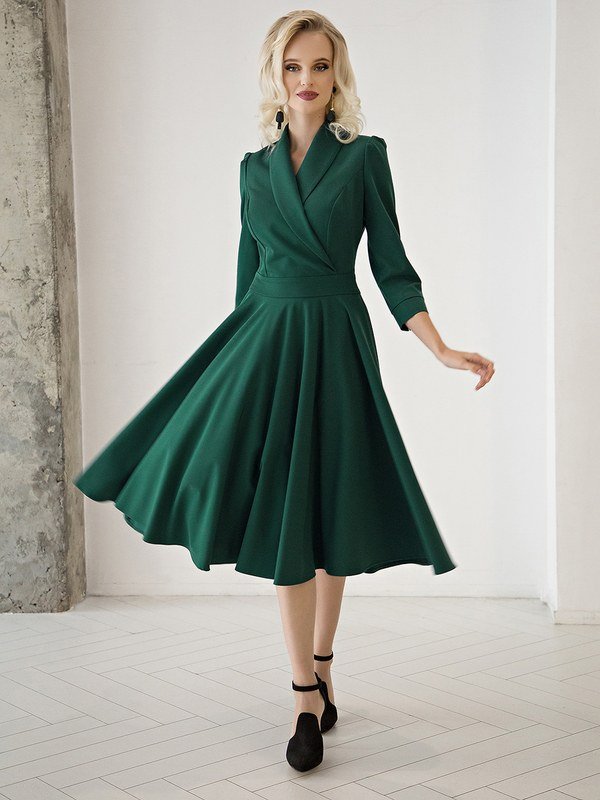 Emerald green wrap midi dress