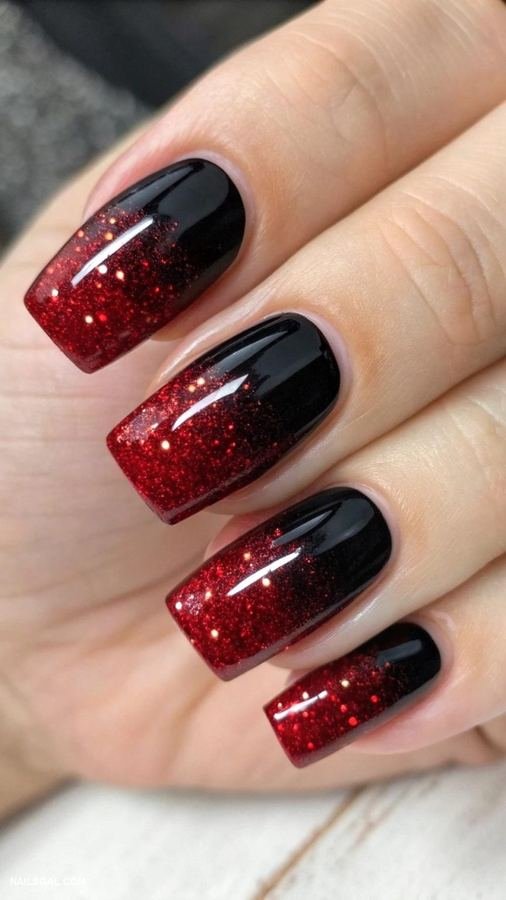 Red Glitter Ombre Fade