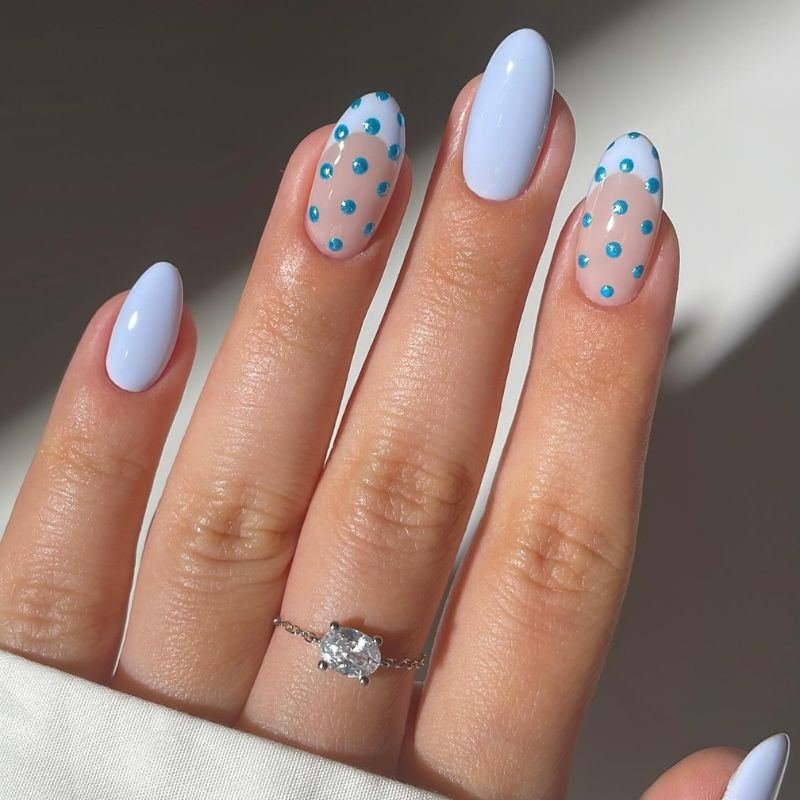 Simple baby blue winter nails