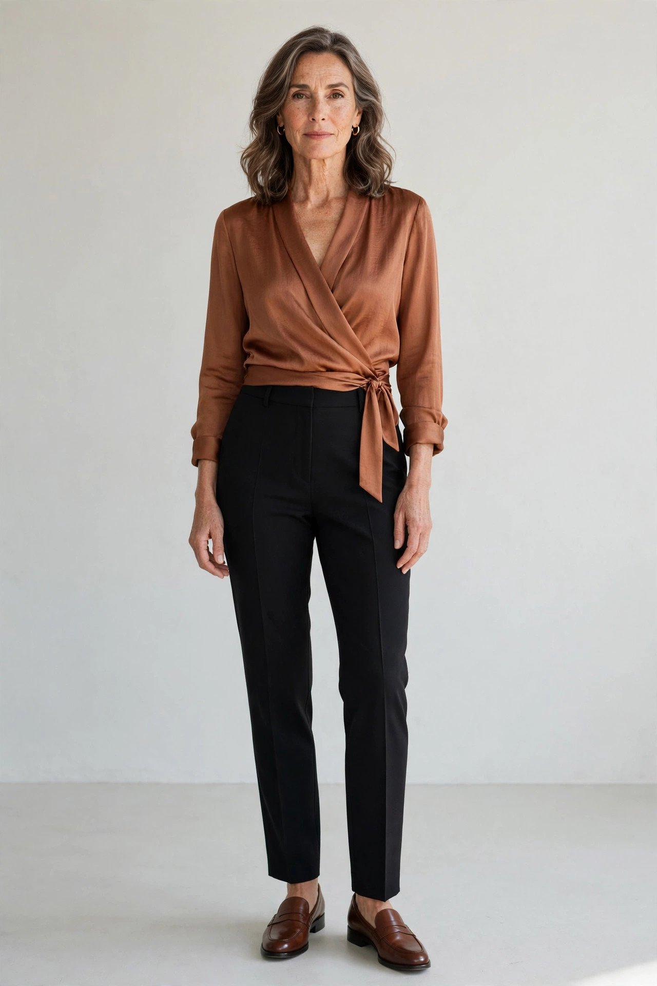 Wrap-front blouse for work