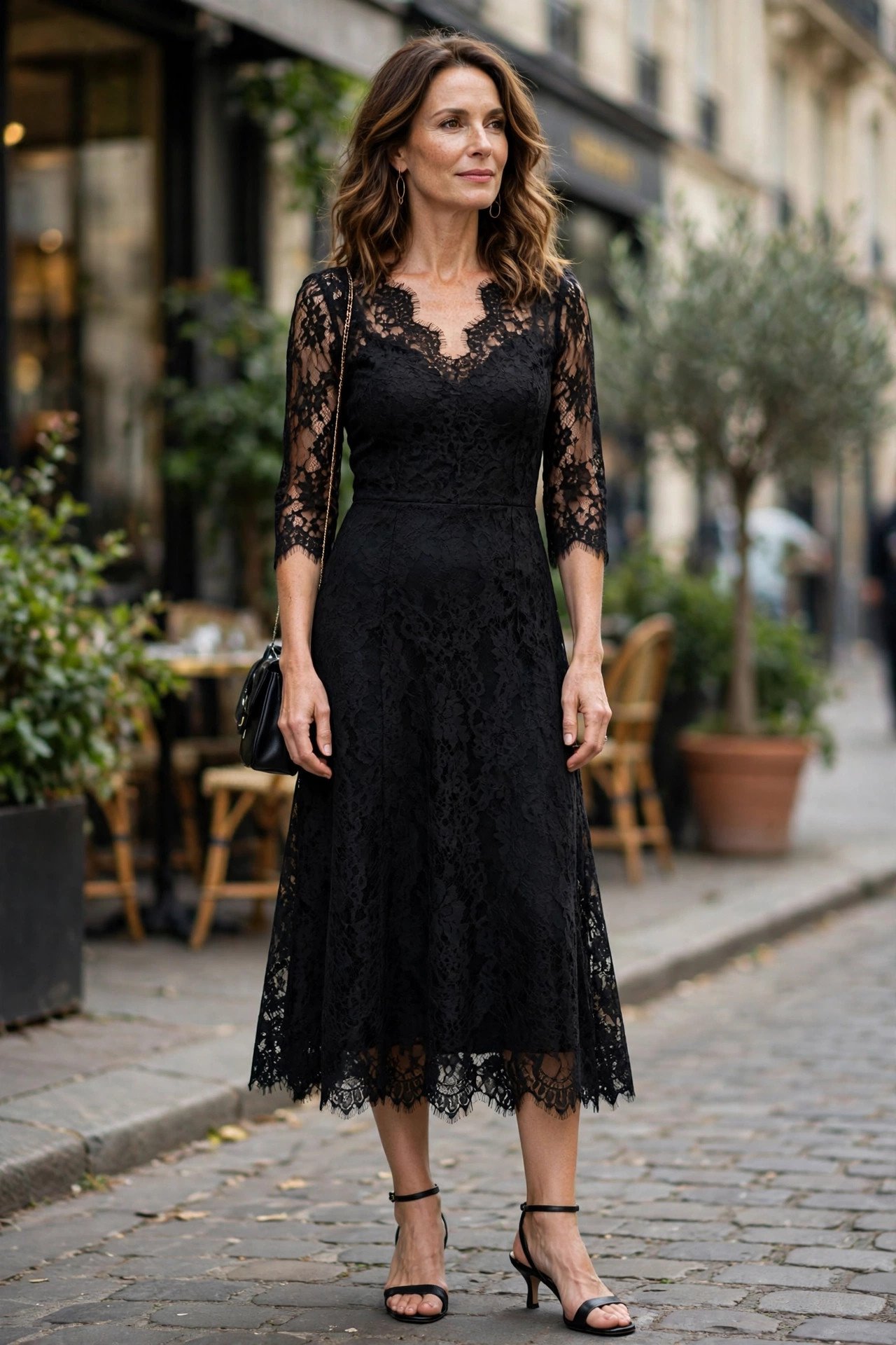Black Lace Midi Dress