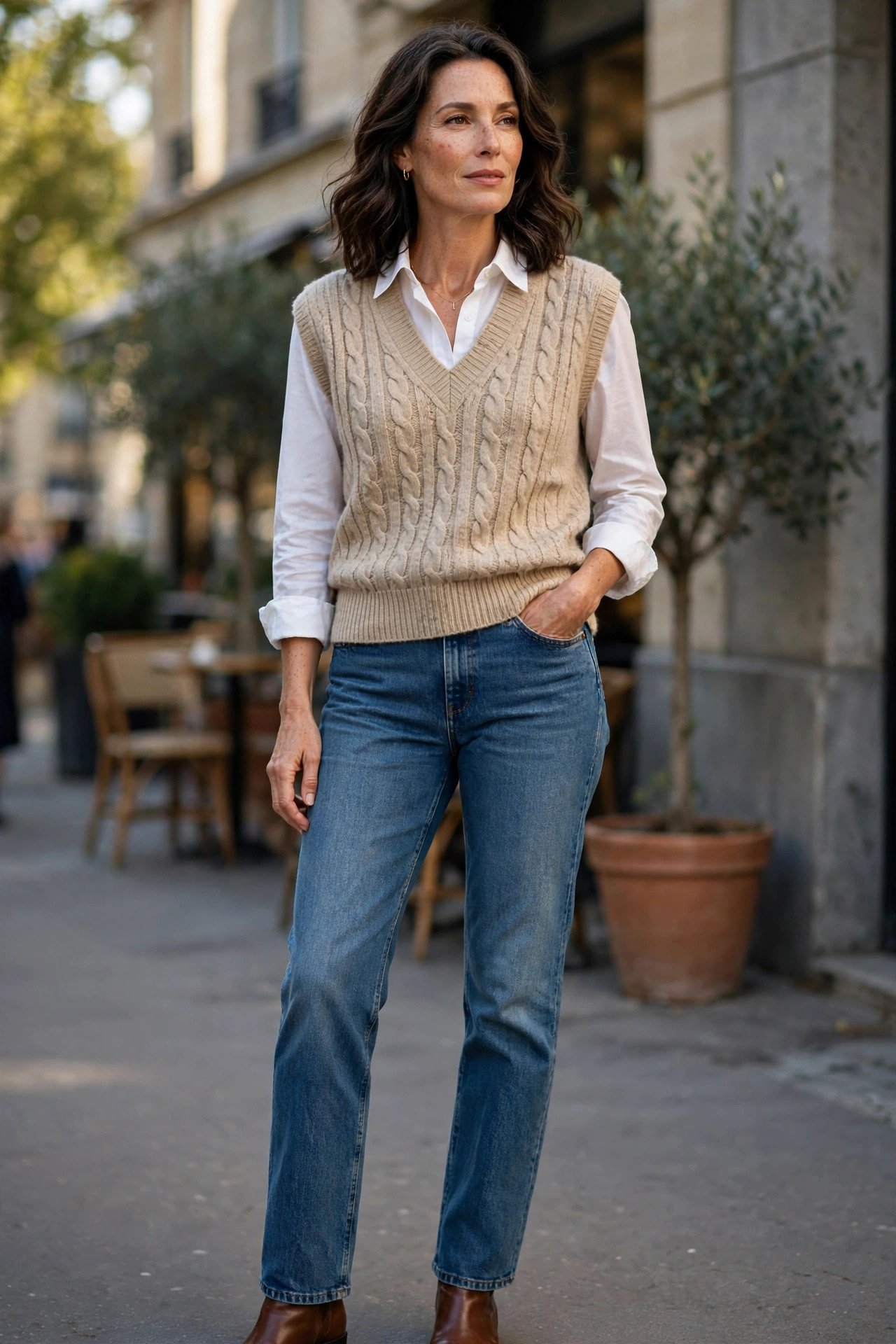 Sweater Vest Over Collared Shirt