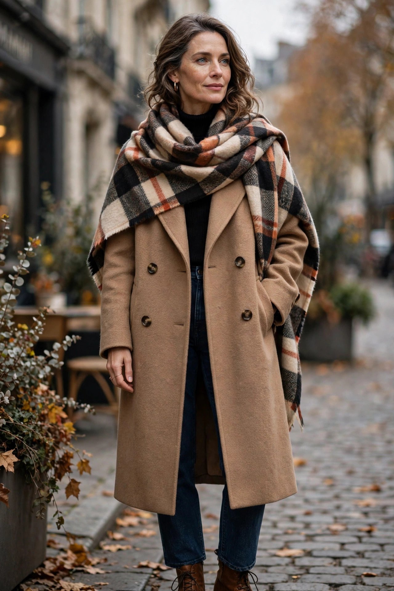 Blanket Scarf and Wool Coat
