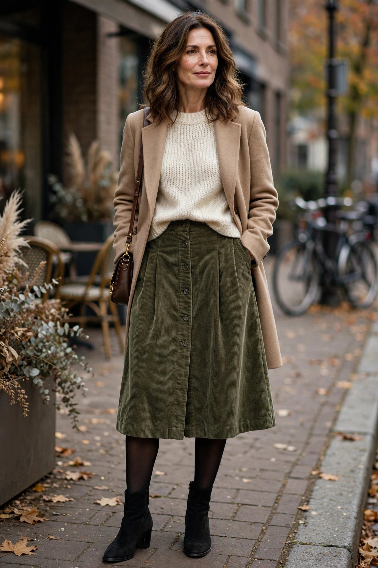 Corduroy Skirt and Tights