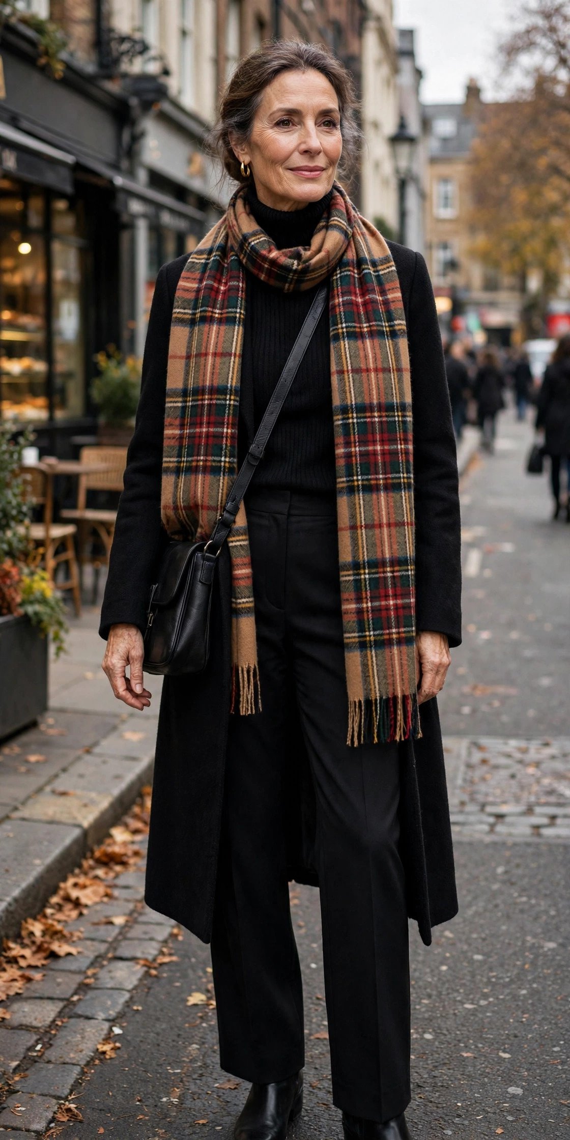 Plaid Scarf, Black Turtleneck, Done