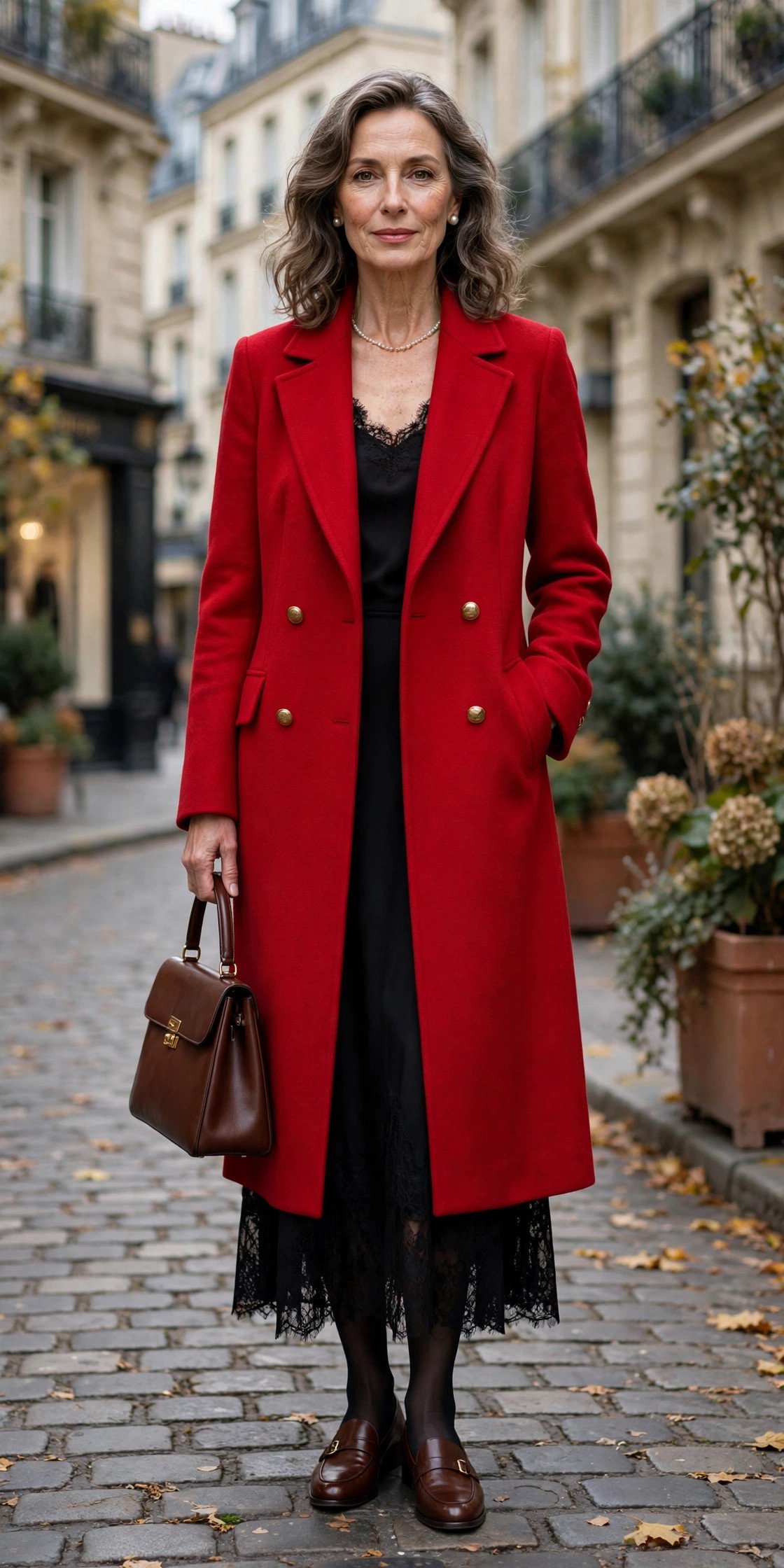 Woman in a striking red coat