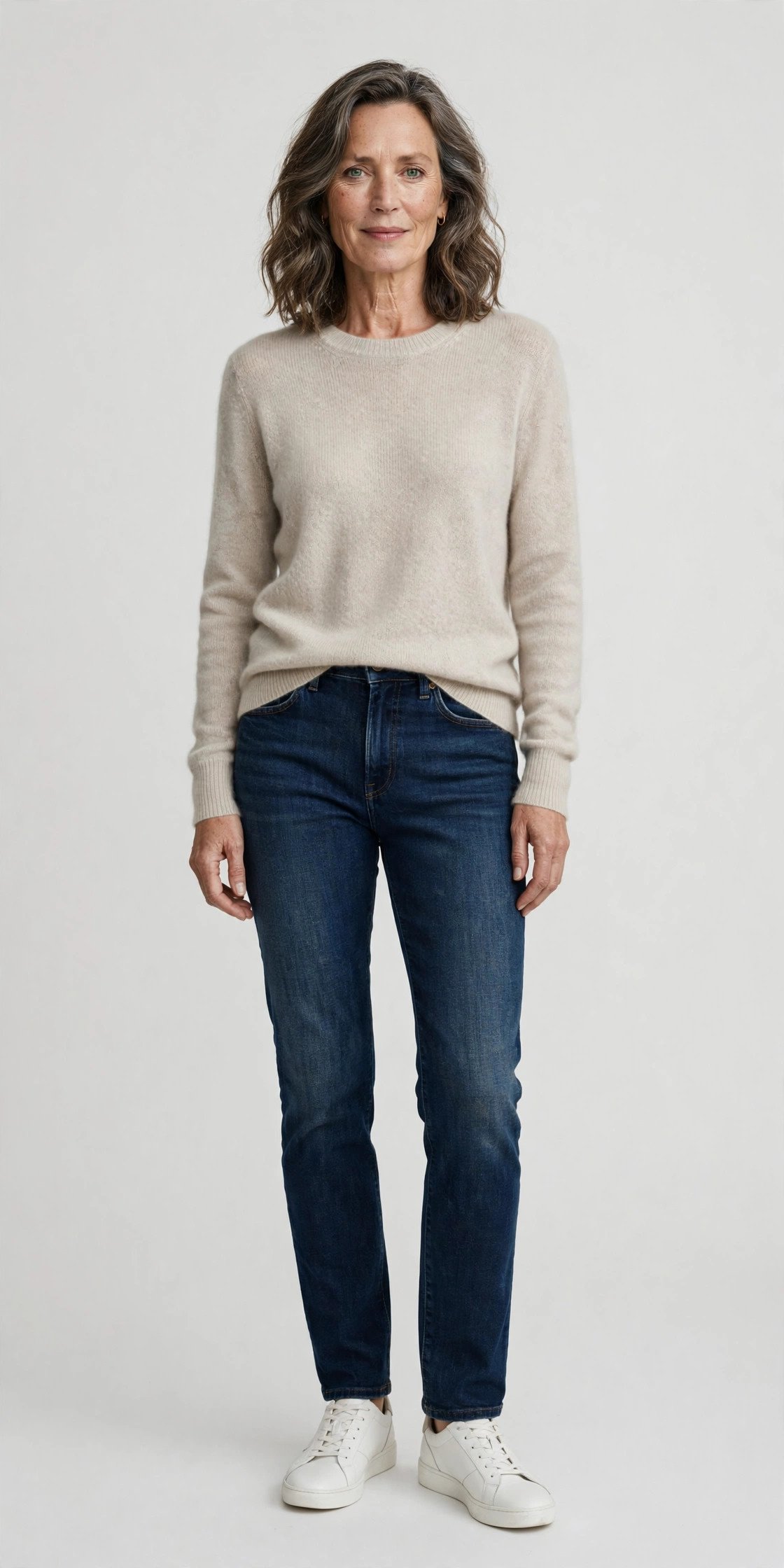 Cashmere crewneck sweater for women over 50