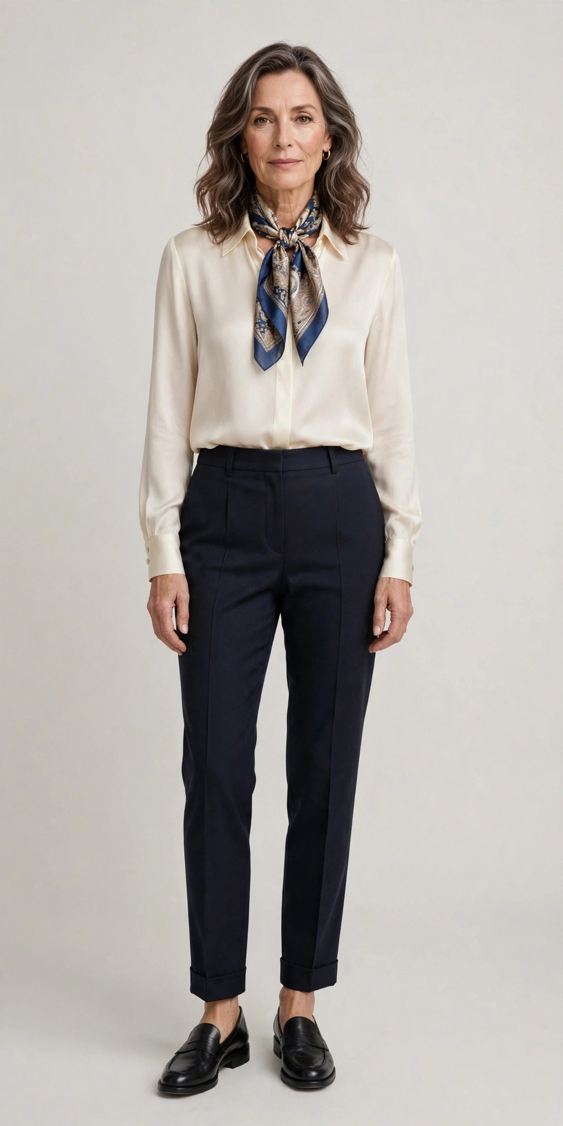 Silk scarf styled elegantly