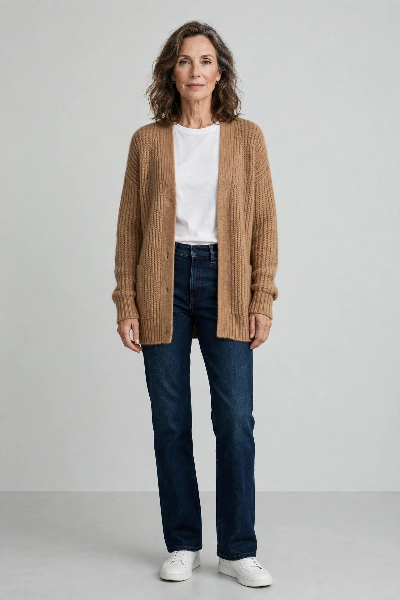 Quilted puffer vest over knit outfit