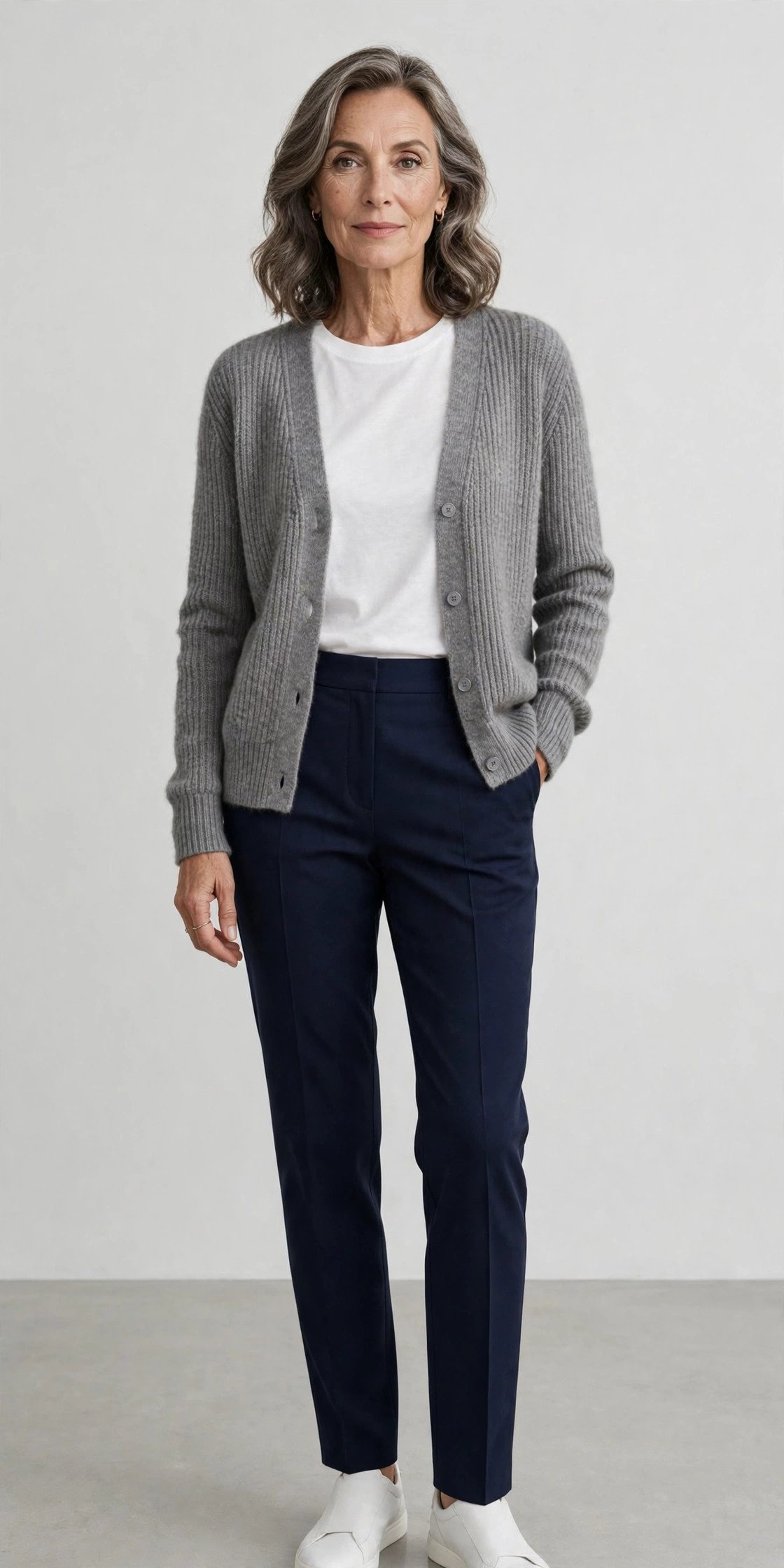 Belted cardigan with jeans outfit