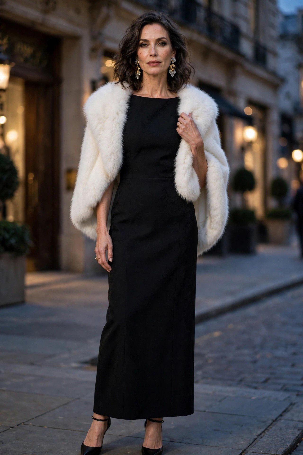 Mature woman in classic winter outfit