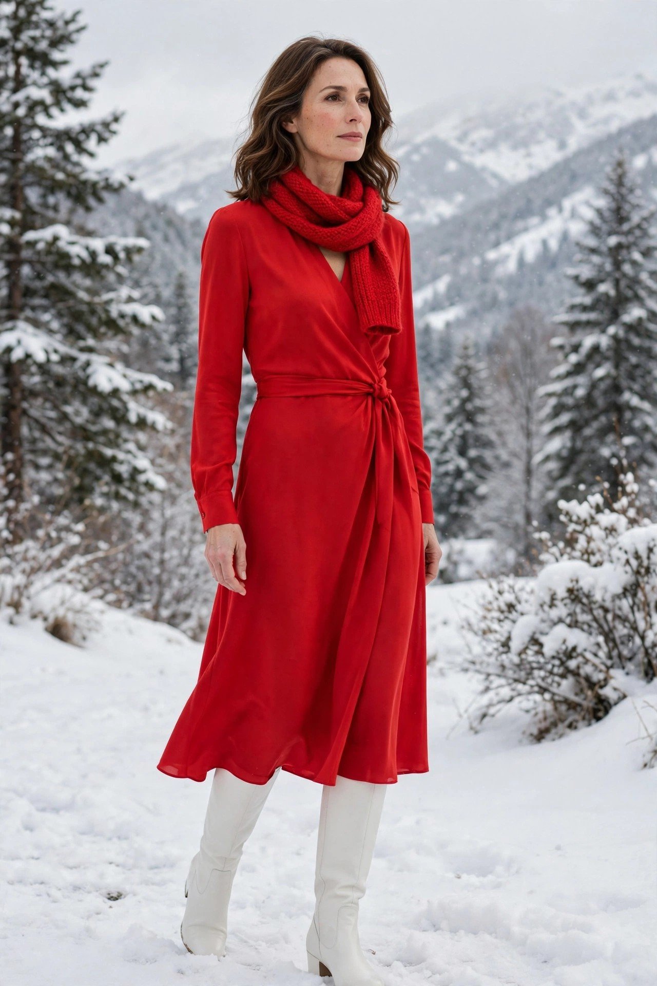 Mature woman in flattering winter colors