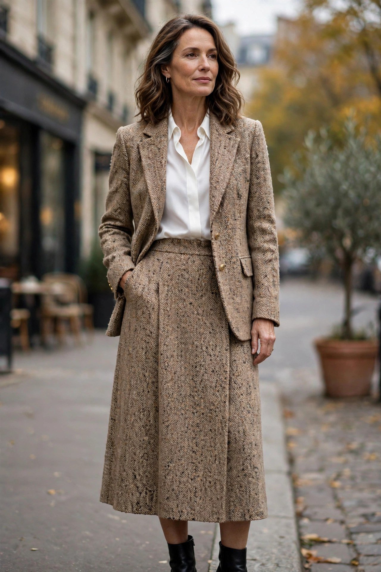 Tweed pencil skirt with matching blazer
