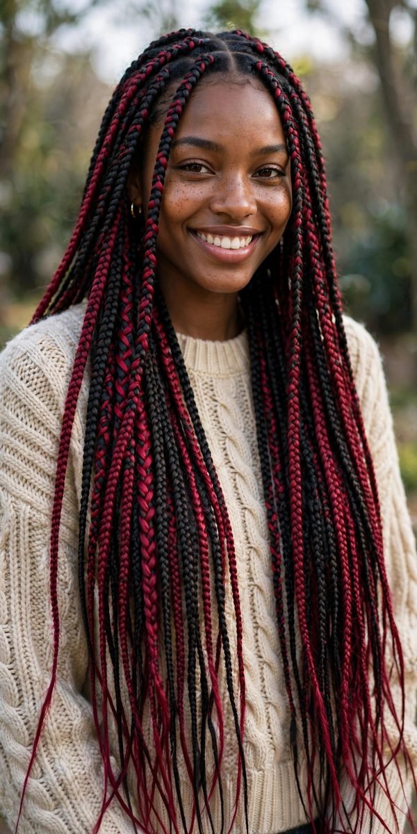 Braid hairstyle with colorful elastics