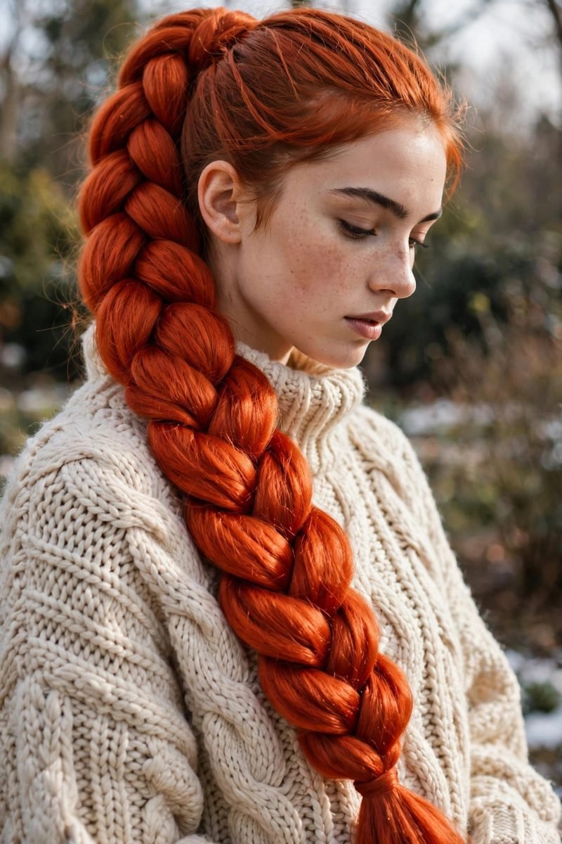 Colorful braided hairstyle outdoors