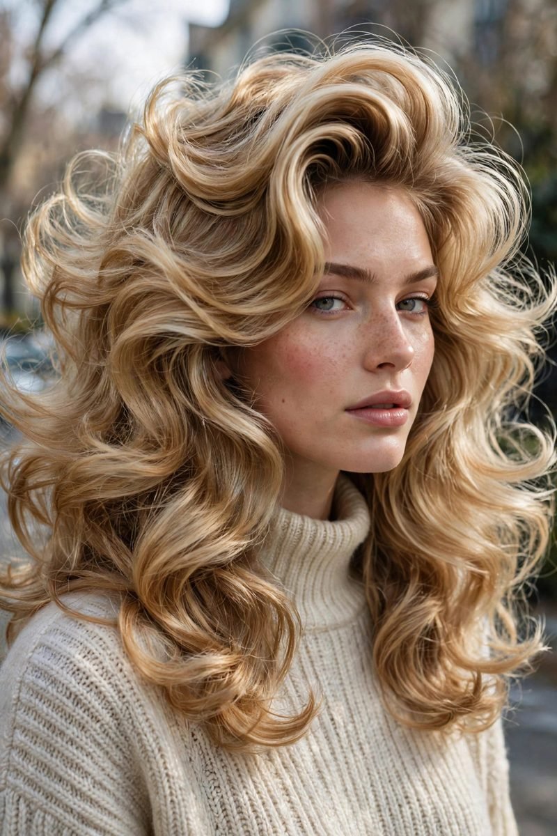 Voluminous blowout hairstyle