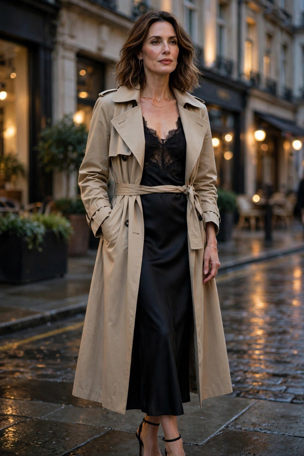 Woman in an elegant trench coat