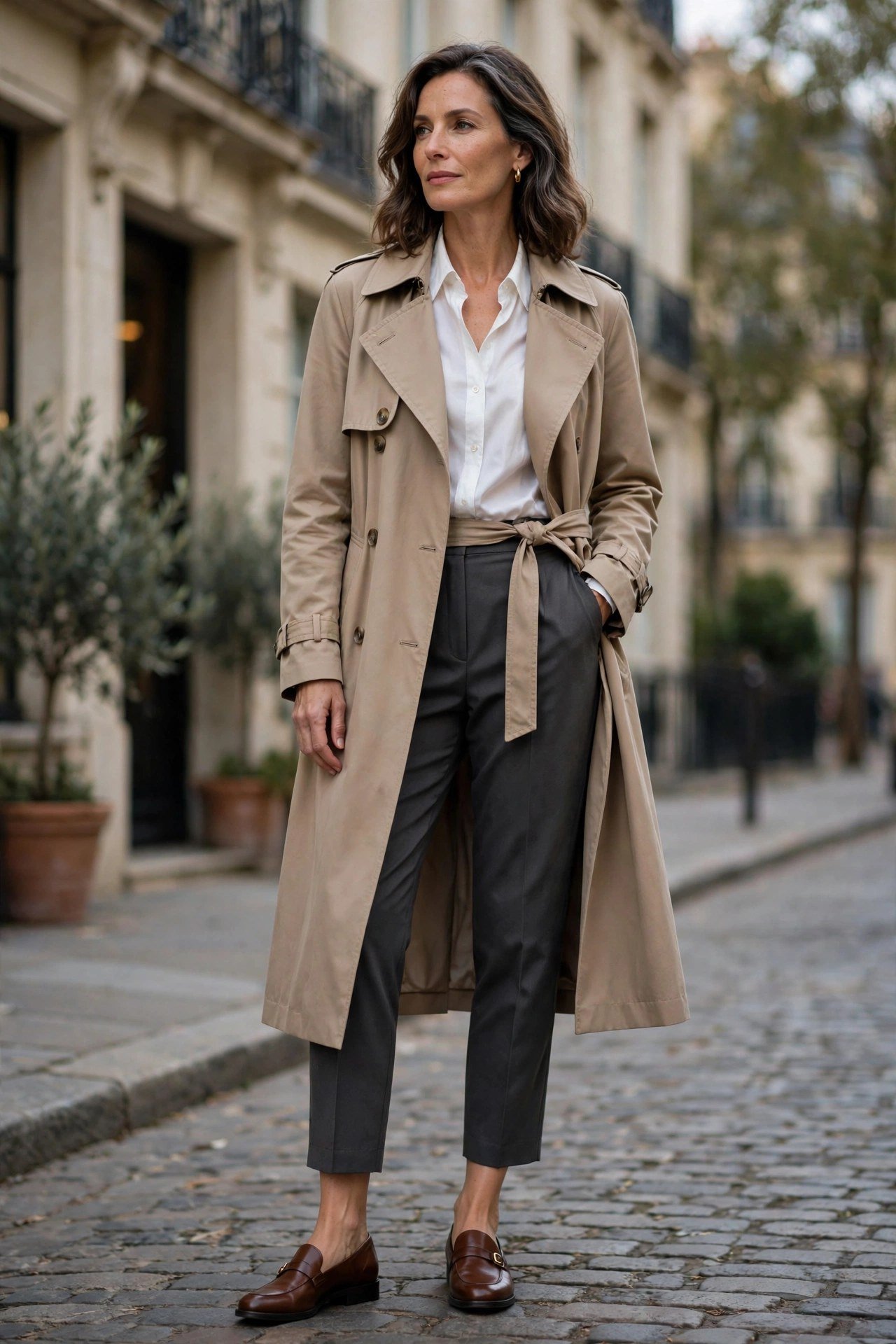 Woman in a long trench coat