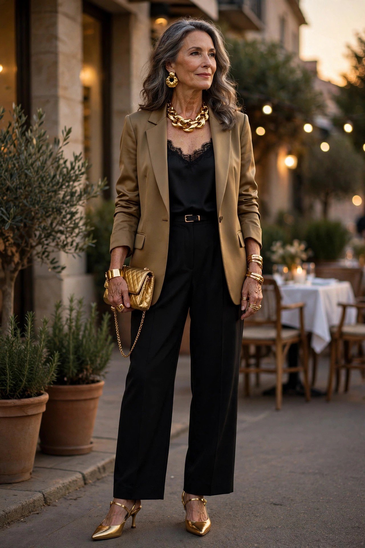 Elegant hand with emerald ring holding a black leather handbag