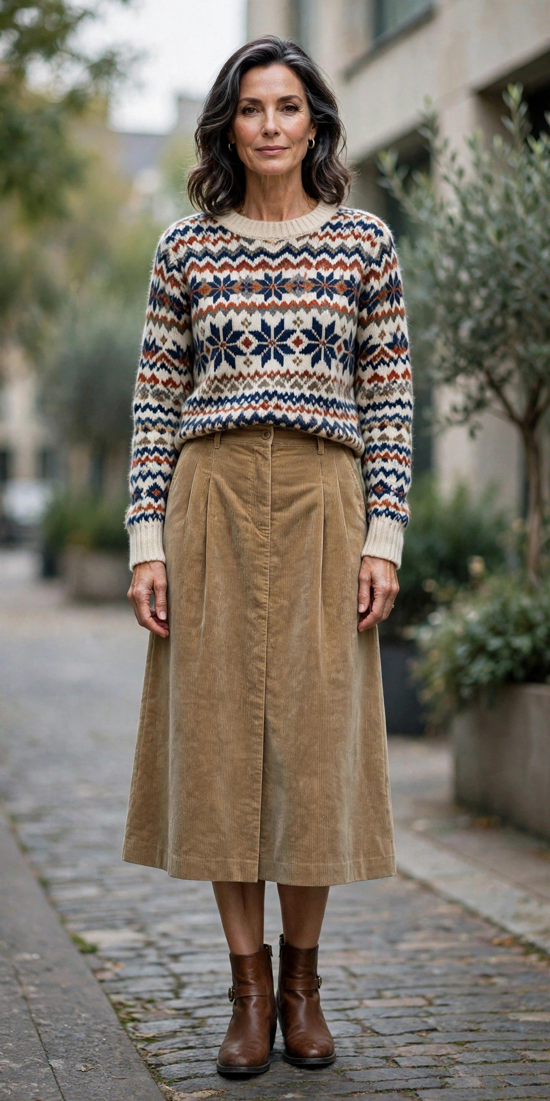 Fair Isle knit sweater cozy winter outfit