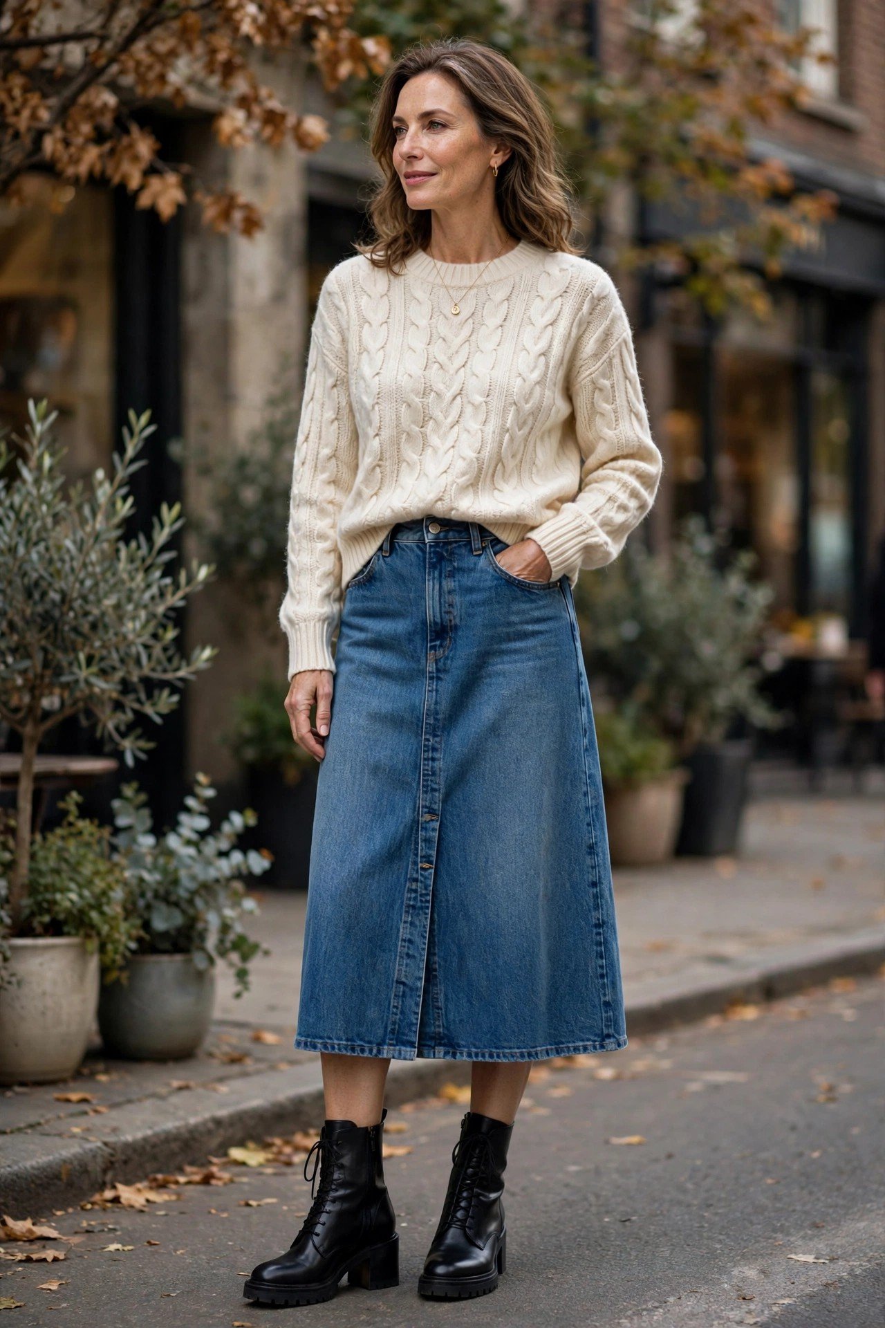 Cozy knit set with winter boots