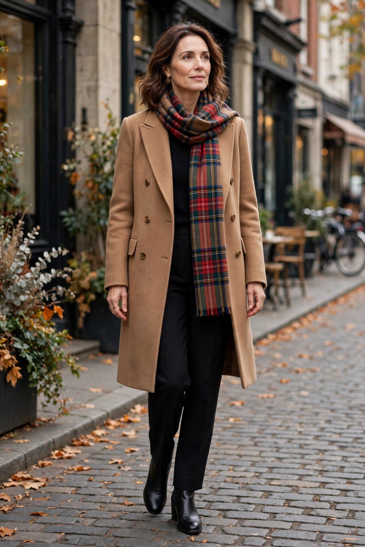 Winter boots with a wool coat