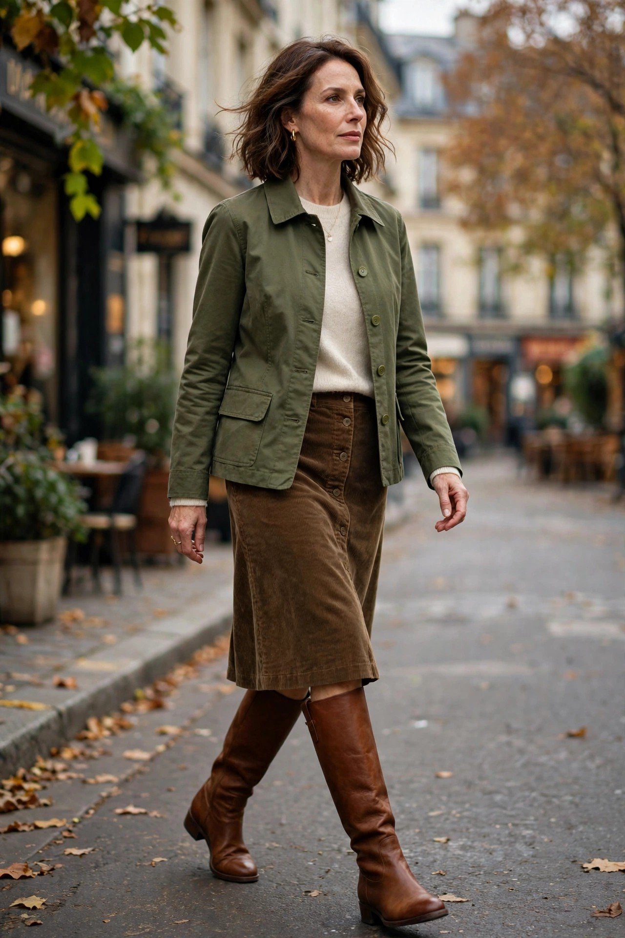 Leather winter boots, cold-weather outfit