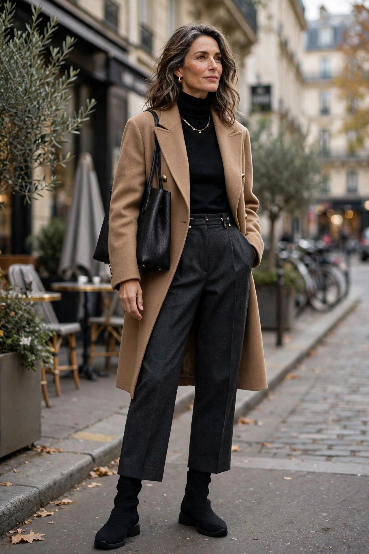 Woman in winter boots, city style