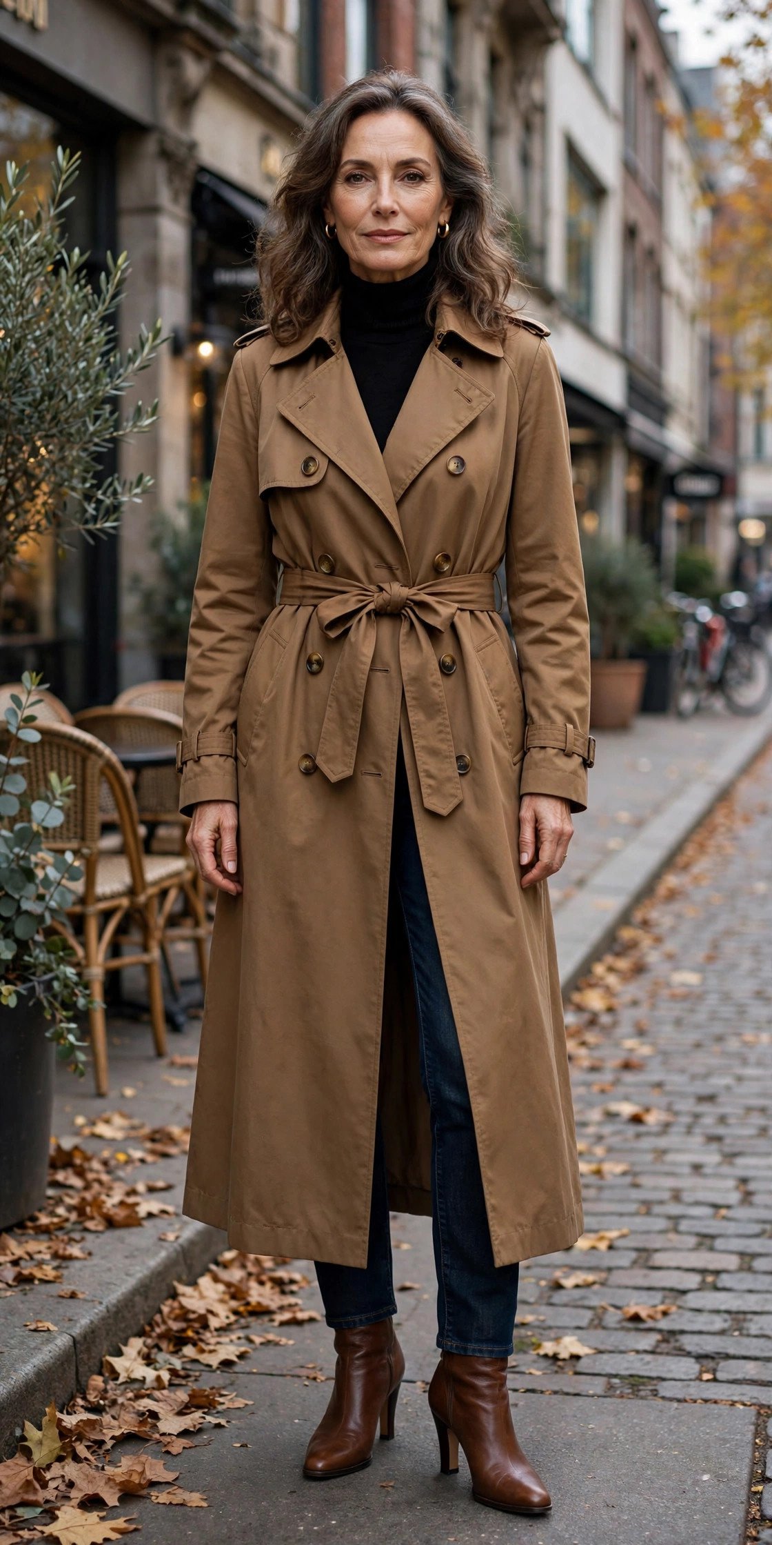 Brown ankle boots with crisp white shirt