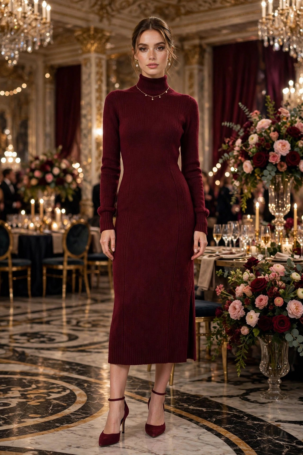 Elegant woman in evening attire