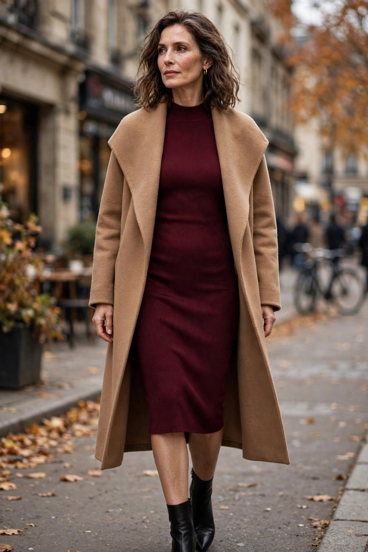 Woman in an oversized cozy sweater dress